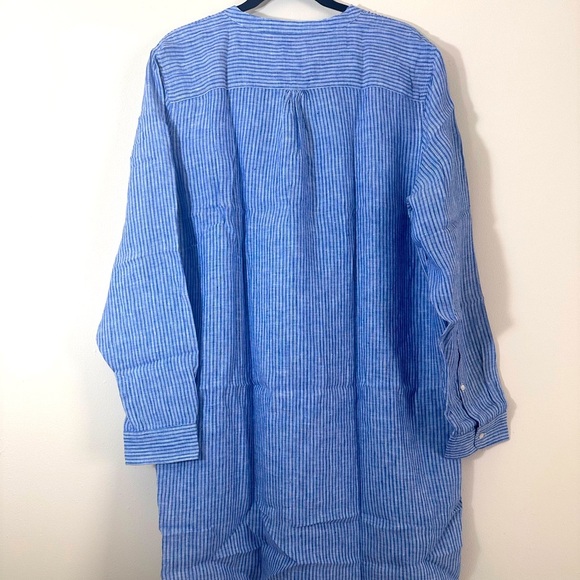UNTUCKit Constantia 100% Linen Blue Stripe Shirt dress size 18 NWT - Picture 3 of 10